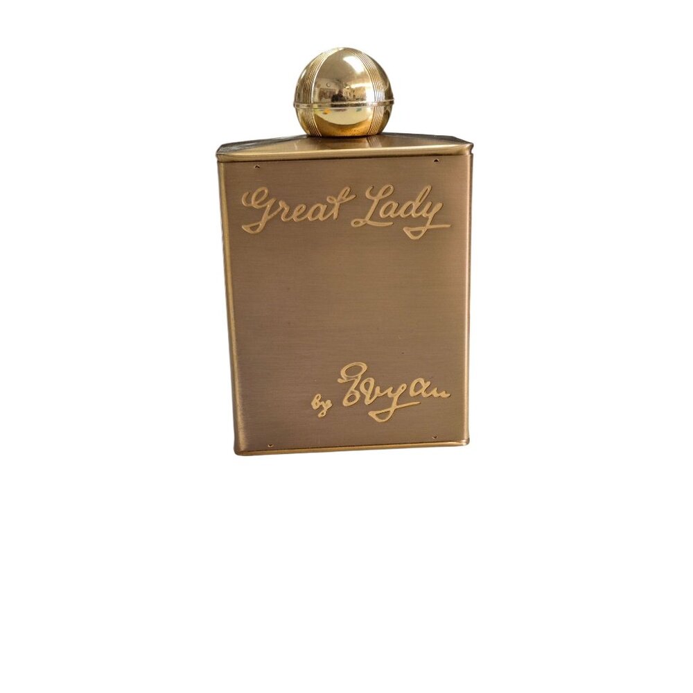 Vintage 1950s Evyan “Great Lady” Perfume Bottle Embossed Script 8 oz Empty - Picture 2 of 8